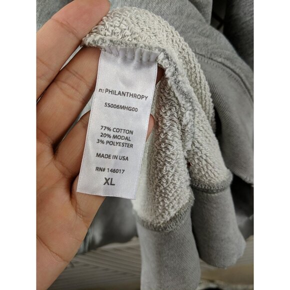 N: Philanthropy Gray Grey Distressed Sweater Crewneck Pullover size XL NEW - Picture 6 of 7